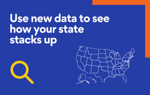 Button image with a label that reads, "Use new data to see how your state stacks up"